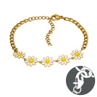 Five Daisy Flowers Gold Color - 316L Surgical Grade Stainless Steel Men Steel Bracelet SD51544