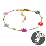 Five Mix Color Flowers Gold Color - 316L Surgical Grade Stainless Steel Men Steel Bracelet SD51545 Five Mix Color Flowers Gold Color - 316L Surgical Grade Stainless Steel Men Steel Bracelet SD51545