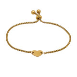 Heart Charm Adjustable Slider Gold Color - 316L Surgical Grade Stainless Steel Men Steel Bracelet SD51547