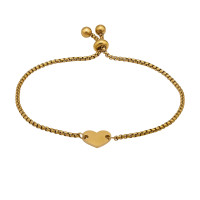 Heart Charm Adjustable Slider Gold Color - 316L Surgical Grade Stainless Steel Men Steel Bracelet SD51547 Heart Charm Adjustable Slider Gold Color - 316L Surgical Grade Stainless Steel Men Steel Bracelet SD51547