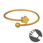 Twisted Cable Floral Cuff Bangle Gold Color - 316L Surgical Grade Stainless Steel Men Steel Bracelet SD51549 Twisted Cable Floral Cuff Bangle Gold Color - 316L Surgical Grade Stainless Steel Men Steel Bracelet SD51549