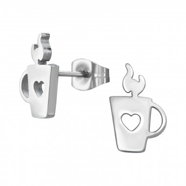 Coffee Cup - 316L Surgical Grade Stainless Steel Stainless Steel Ear studs SD45936