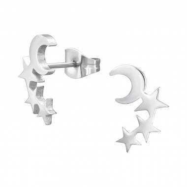 Moon And Star - 316L Surgical Grade Stainless Steel Stainless Steel Ear studs SD45939