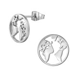 World Map - 316L Surgical Grade Stainless Steel Stainless Steel Ear studs SD48136