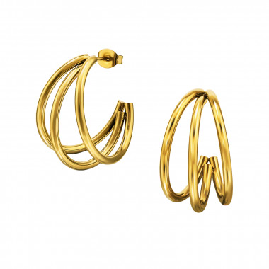 Three Curved Bar Half Hoop - 316L Surgical Grade Stainless Steel Stainless Steel Ear studs SD49791