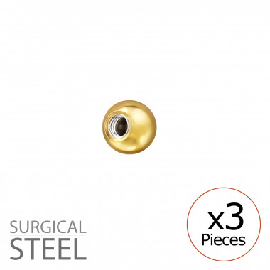 3mm Screw Ball (3 Pcs) - 316 Surgical Steel Stainless Steel Ear studs SD49935