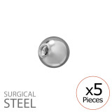 5mm Screw Ball (5 Pcs) - 316 Surgical Steel Stainless Steel Ear studs SD49936