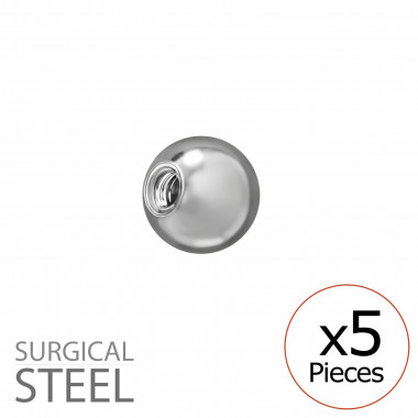 5mm Screw Ball (5 Pcs) - 316 Surgical Steel Stainless Steel Ear studs SD49936