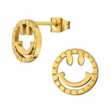 10mm Smiley Happy Face - 316L Surgical Grade Stainless Steel Stainless Steel Ear studs SD49971