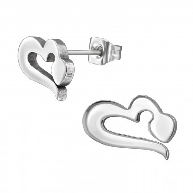 Snake Heart - 316L Surgical Grade Stainless Steel Stainless Steel Ear studs SD49978