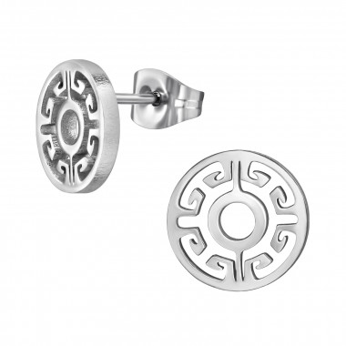 Greek Key Circle - 316L Surgical Grade Stainless Steel Stainless Steel Ear studs SD49979