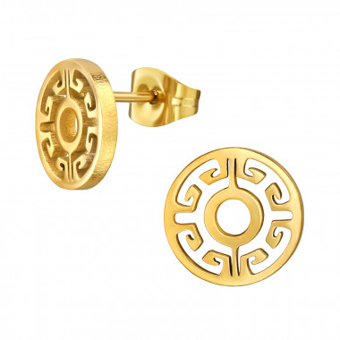 Greek Key Circle - 316L Surgical Grade Stainless Steel Stainless Steel Ear studs SD49980