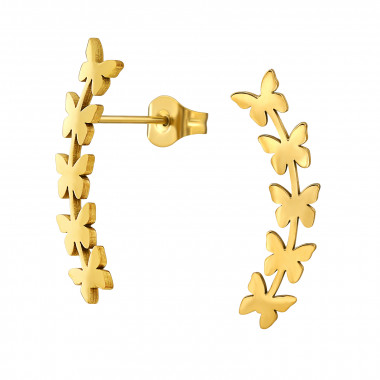 Curved Butterfly Climber - 316L Surgical Grade Stainless Steel Stainless Steel Ear studs SD49984