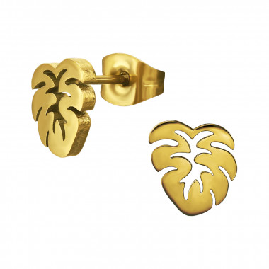 9mm Oak Leaf - 316L Surgical Grade Stainless Steel Stainless Steel Ear studs SD50040