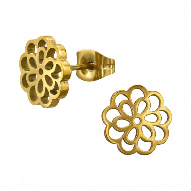 Two Layer Flower Pattern - 316L Surgical Grade Stainless Steel Stainless Steel Ear studs SD50054
