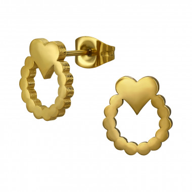 11mm Wearth With Heart - 316L Surgical Grade Stainless Steel Stainless Steel Ear studs SD50119