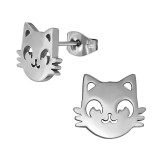 11mm Cat Face - 316L Surgical Grade Stainless Steel Stainless Steel Ear studs SD50128