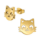 11mm Cat Face - 316L Surgical Grade Stainless Steel Stainless Steel Ear studs SD50129