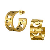 16mm Moon And Star - 316L Surgical Grade Stainless Steel Stainless Steel Ear studs SD50153