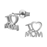I Love Mom Heart - 316L Surgical Grade Stainless Steel Stainless Steel Ear studs SD50231