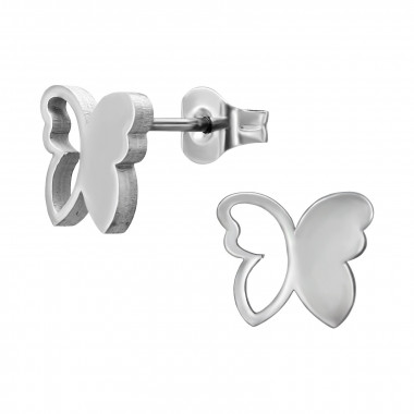 9mm Semi Cut-Out Butterfly - 316L Surgical Grade Stainless Steel Stainless Steel Ear studs SD50232