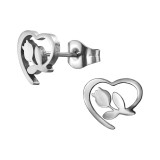 Heart Outlined Tulip - 316L Surgical Grade Stainless Steel Stainless Steel Ear studs SD50243