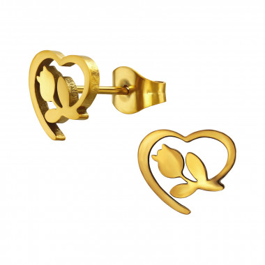 Heart Outlined Tulip - 316L Surgical Grade Stainless Steel Stainless Steel Ear studs SD50244