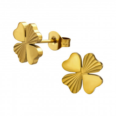 10mm Four Leaf Textured Clover - 316L Surgical Grade Stainless Steel Stainless Steel Ear studs SD50246