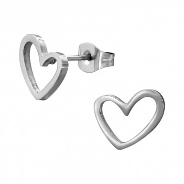 10mm Open Heart - 316L Surgical Grade Stainless Steel Stainless Steel Ear studs SD50256
