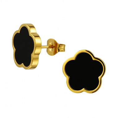 Black Colored Flower - 316L Surgical Grade Stainless Steel Stainless Steel Ear studs SD50323