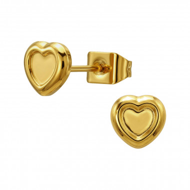 3D Heart, Puffed - 316L Surgical Grade Stainless Steel Stainless Steel Ear studs SD50331
