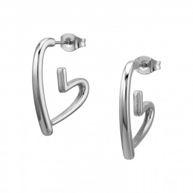 Half Hoop Heart - 316L Surgical Grade Stainless Steel Stainless Steel Ear studs SD50335