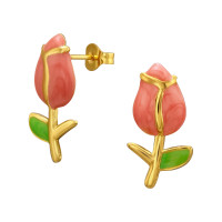Tulip Flower Gold Color - 316L Surgical Grade Stainless Steel Stainless Steel Ear studs SD51259