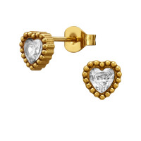 6.5Mm Heart With Textured Border - 316L Surgical Grade Stainless Steel Stainless Steel Ear studs SD51432