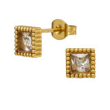 6.5Mm Square With Textured Border - 316L Surgical Grade Stainless Steel Stainless Steel Ear studs SD51434