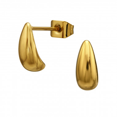10mm Organic Drop Gold Color - 316L Surgical Grade Stainless Steel Stainless Steel Ear studs SD51440