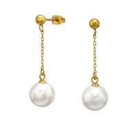 10mm Pearl Dangling On Chain Gold Color - 316L Surgical Grade Stainless Steel Stainless Steel Ear studs SD51444 10mm Pearl Dangling On Chain Gold Color - 316L Surgical Grade Stainless Steel Stainless Steel Ear studs SD51444