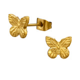 Textured Butterfly Gold Color - 316L Surgical Grade Stainless Steel Stainless Steel Ear studs SD51446