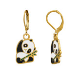 Seated Panda With Bamboo Lever Back Gold Color - 316L Surgical Grade Stainless Steel  SD51458