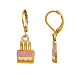 Birthday Cake Lever Back Gold Color - 316L Surgical Grade Stainless Steel  SD51462