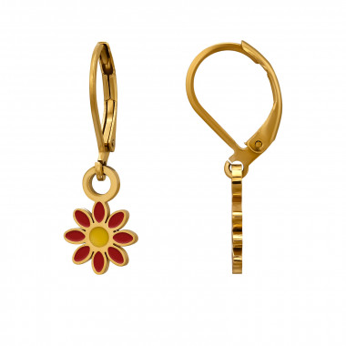 Blossoming Flower Lever Back Gold Color - 316L Surgical Grade Stainless Steel  SD51468