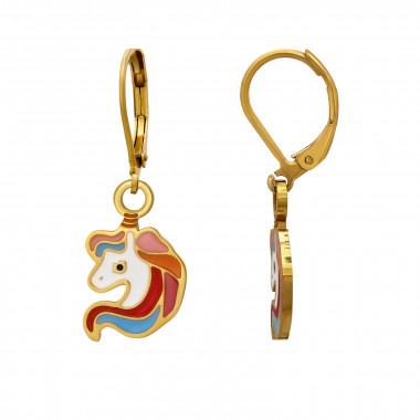 Unicorn Lever Back Gold Color - 316L Surgical Grade Stainless Steel  SD51474