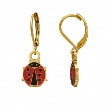 Ladybug Lever Back Gold Color - 316L Surgical Grade Stainless Steel  SD51476