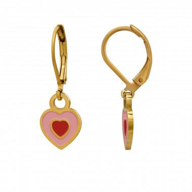 Heart Lever Back Gold Color - 316L Surgical Grade Stainless Steel  SD51480