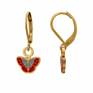 Open Wing Butterfly Lever Back Gold Color - 316L Surgical Grade Stainless Steel  SD51484