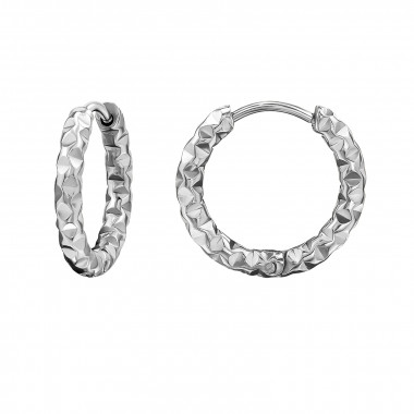 12mm Diamond Cut - 316L Surgical Grade Stainless Steel Stainless Steel Earrings SD49582