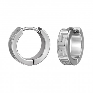 14mm Patterned - 316L Surgical Grade Stainless Steel Stainless Steel Earrings SD49954