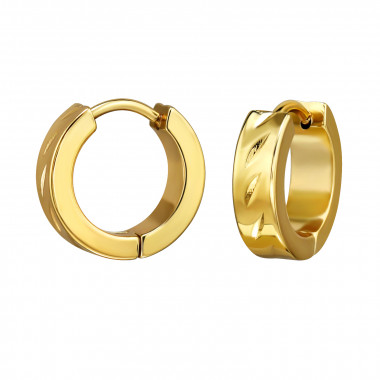 14mm With Leaves - 316L Surgical Grade Stainless Steel Stainless Steel Earrings SD49957