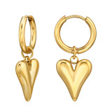 13mm Hoop With Dangling 14mm Heart - 316L Surgical Grade Stainless Steel Stainless Steel Earrings SD49965