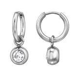 10mm Hoop With Dangling 8mm Ball - 316L Surgical Grade Stainless Steel Stainless Steel Earrings SD49966